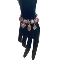 Load image into Gallery viewer, Pink Virgencita Heart Butterfly Charm Bracelet