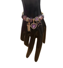 Load image into Gallery viewer, Purple San Juditas Heart Butterfly Charm Bracelet