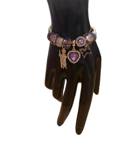 Purple San Juditas Heart Butterfly Charm Bracelet