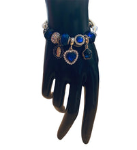 Load image into Gallery viewer, Blue Virgencita Heart Flower Charm Bracelet