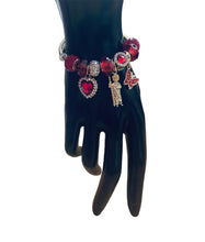 Load image into Gallery viewer, Red San Juditas Butterfly Heart Charm Bracelet