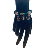 Load image into Gallery viewer, Green Virgencita Heart Charm Bracelet