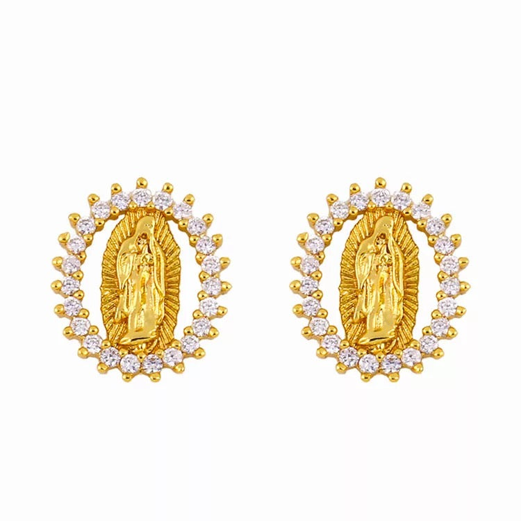 Oval Virgencita Stud Earrings