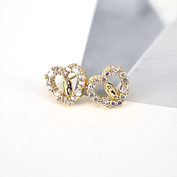 Heart Virgencita Stud Earrings